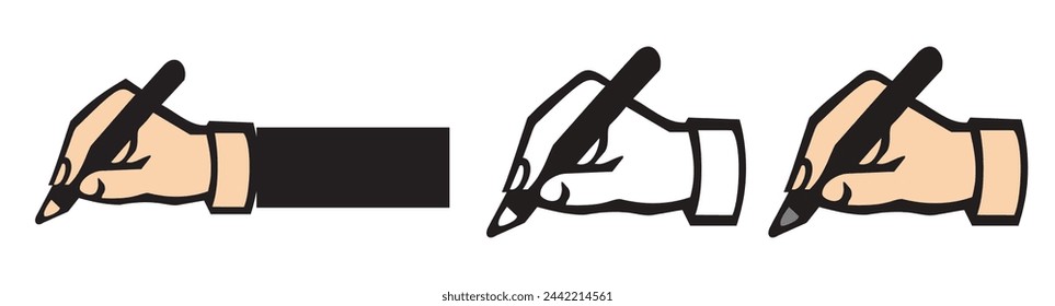 Hand writing outline icon. linear style sign for mobile concept and web design. Hand hold pen simple line vector icon. Copywriter symbol