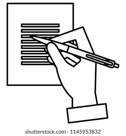 hand writing with pen in documents paper