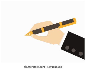 Hand writing with a pen. Hand drawn style illustration