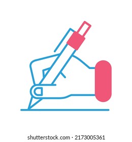 hand writing with pen icon isolated
