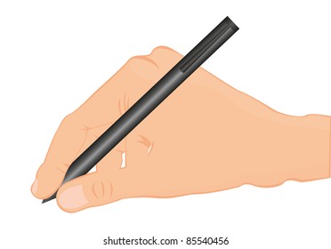hand writing with pen isolated over white background. vector