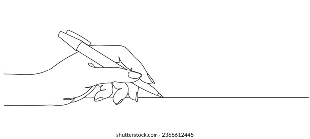 Hand writing with pen line art style vector illustration