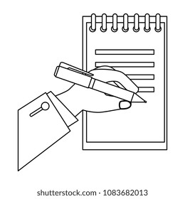 hand writing with pen in notebook