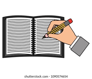 hand writing with pen in notebook