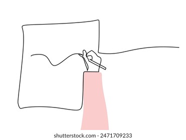 hand writing with pen on paper continuous line drawing. Education and literature concept. Vector illustration minimalist design hand drawn.