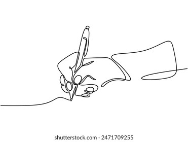 hand writing with pen on paper continuous line drawing. Education and literature concept. Vector illustration minimalist design hand drawn.