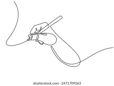 hand writing with pen on paper continuous line drawing. Education and literature concept. Vector illustration minimalist design hand drawn.