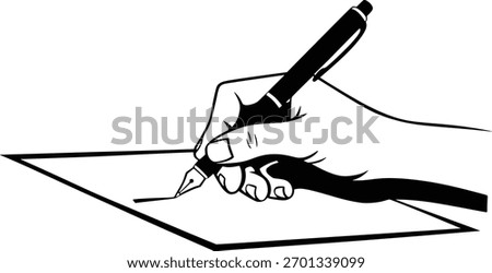 Hand Writing with Pen Silhouette