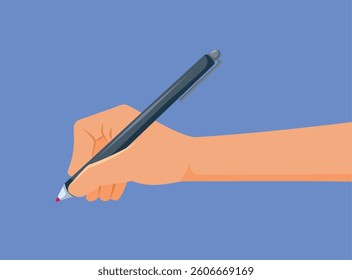 
Hand Writing with a Pen Vector Concept Illustration. Person signing or creating some message text      
