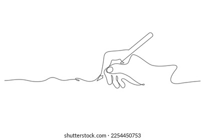 hand writing and pencil in continous line drawing vector illustration