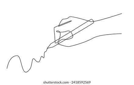 hand writing with pencil in continous line drawing vector illustration
