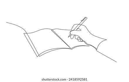 hand writing with pencil in continous line drawing vector illustration