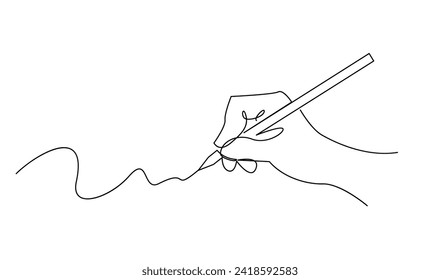 hand writing with pencil in continous line drawing vector illustration