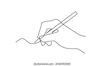 hand writing with pencil in continous line drawing vector illustration