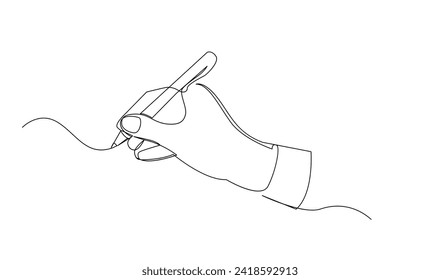 hand writing with pencil in continous line drawing vector illustration