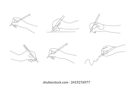 hand writing with pencil in continous line drawing vector illustration