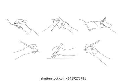 hand writing with pencil in continous line drawing vector illustration