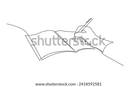 hand writing with pencil in continous line drawing vector illustration