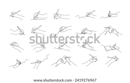 hand writing with pencil in continous line drawing vector illustration