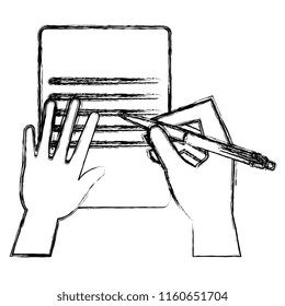 hand writing with pencil in document