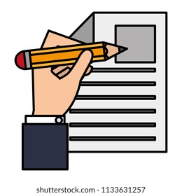 hand writing with pencil in documents