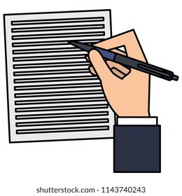 hand writing with pencil in documents paper