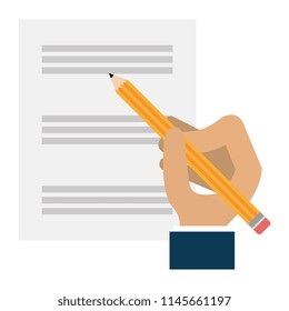 hand writing with pencil in documents paper