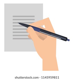 hand writing with pencil in documents paper
