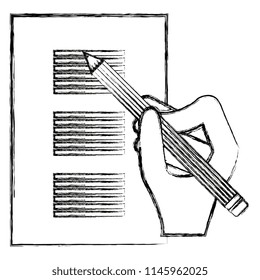 hand writing with pencil in documents paper