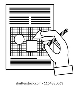 hand writing with pencil in documents paper