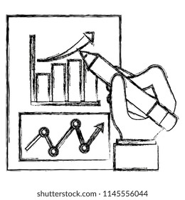 hand writing with pencil in financial documents