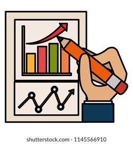 hand writing with pencil in financial documents