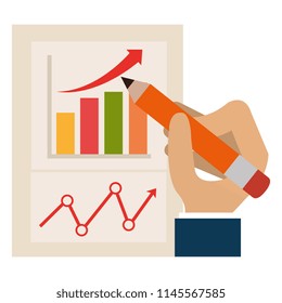 hand writing with pencil in financial documents