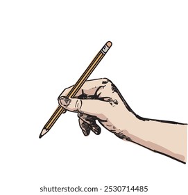 hand writing pencil isolated illustration on white background