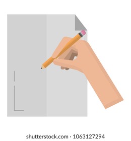 hand writing with pencil in paper