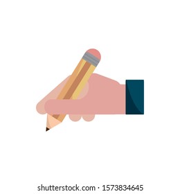 hand writing with pencil property intellectual copyright icon vector illustration