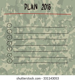  hand writing PLAN 2016  with marker on board. Blank list of PLAN 2016 