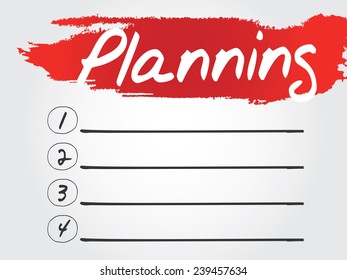 Hand writing Planning Blank List, vector concept background