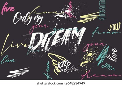 escrita à mão QUOTE, arte tees, arte slogan Tee, desenho à mão padrão de grafite sem costura, t-shirt gráficos impressão vetor design, arte de tipografia urbana para t-shirt ou sweatshirt.eps8