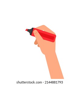 Hand writing red marker icon. Clipart image isolated on white background