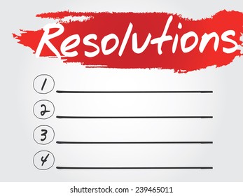 Hand writing Resolutions Blank List, vector concept background
