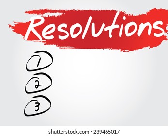 Hand writing Resolutions Blank List, vector concept background