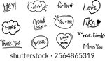 Hand Writing style Message design set,Love dialog box,Card Design Element,Keyword Clipart design set