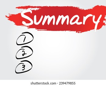 Hand writing Summary Blank List, vector concept background