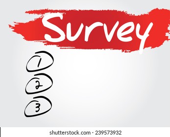 Hand writing Survey Blank List, vector concept background