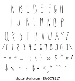hand writing tall font full set have number and symbol like keyboard
