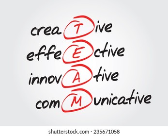 Hand writing TEAM, vector business concept acronym