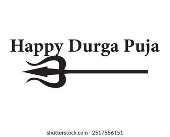 hand writing, text and letting Durga Puja icon, vector illustration.