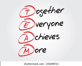 Hand writing Together Everyone Achieves More (TEAM), vector concept acronym