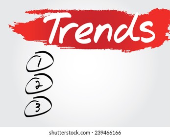 Hand writing Trends Blank List, vector concept background